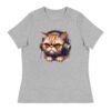 Women's Relaxed T-Shirt (Beautiful Cat with head phone)