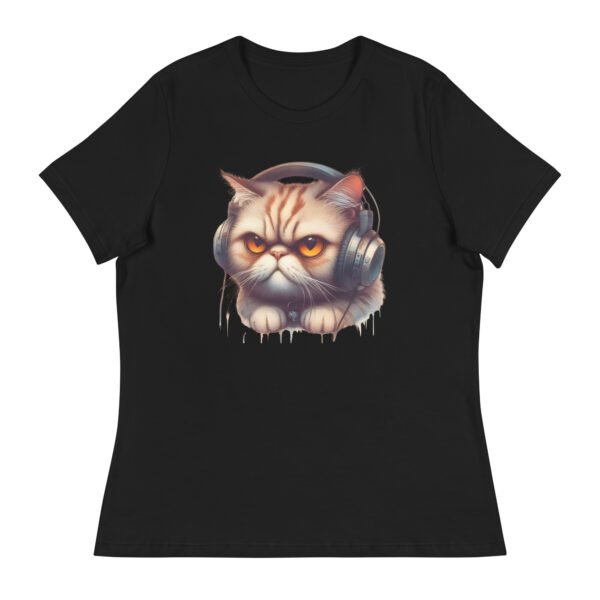 Women's Relaxed T-Shirt (Beautiful Cat with head phone)