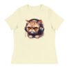 Women's Relaxed T-Shirt (Beautiful Cat with head phone)