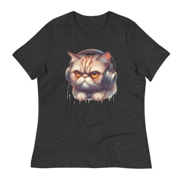 Women's Relaxed T-Shirt (Beautiful Cat with head phone)