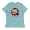 Women's Relaxed T-Shirt (Beautiful Cat with head phone)