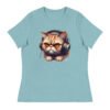 Women's Relaxed T-Shirt (Beautiful Cat with head phone)
