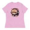 Women's Relaxed T-Shirt (Beautiful Cat with head phone)