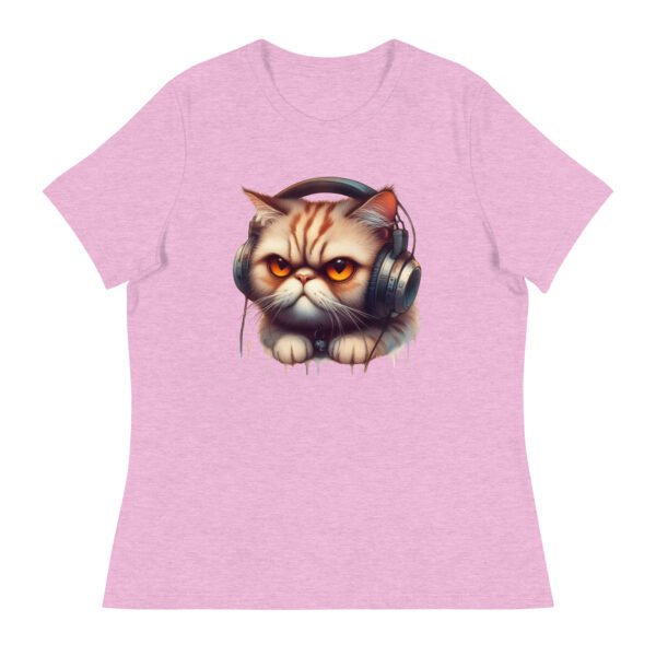 Women's Relaxed T-Shirt (Beautiful Cat with head phone)