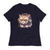 Women's Relaxed T-Shirt (Beautiful Cat with head phone)
