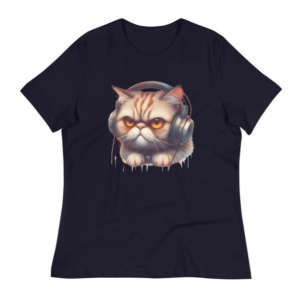 Women's Relaxed T-Shirt (Beautiful Cat with head phone)