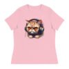 Women's Relaxed T-Shirt (Beautiful Cat with head phone)