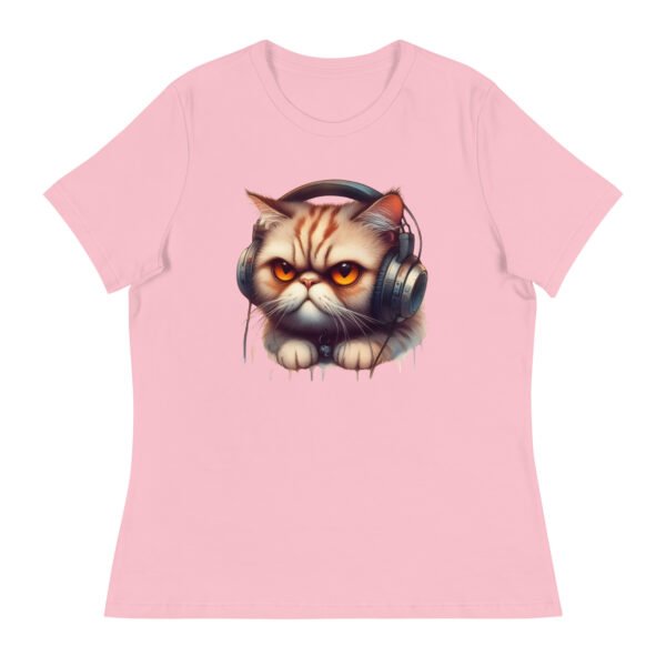 Women's Relaxed T-Shirt (Beautiful Cat with head phone)