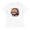Women's Relaxed T-Shirt (Beautiful Cat with head phone)