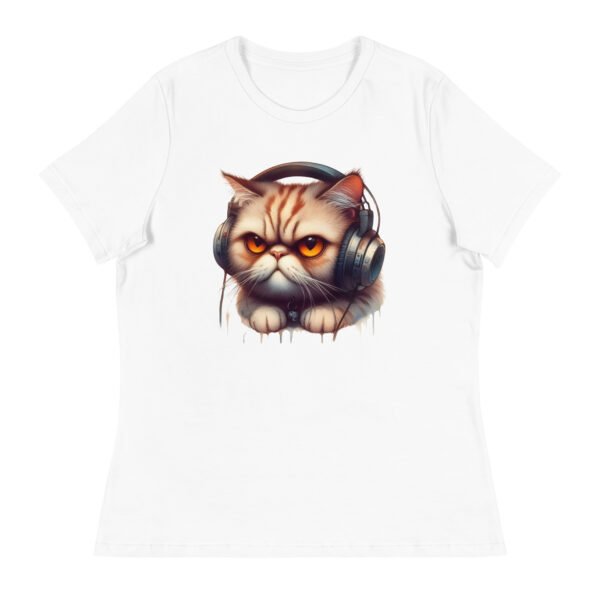 Women's Relaxed T-Shirt (Beautiful Cat with head phone)