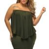 Multiple Dressing Layered Army Green Plus Size Mini Dress