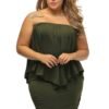 Multiple Dressing Layered Army Green Plus Size Mini Dress