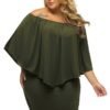 Multiple Dressing Layered Army Green Plus Size Mini Dress