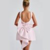 Fashion Big-Bowed Pearls Backless Dress Summer Slim Sleeveless A-line Dresses For Party Evening