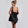 Fashion Big-Bowed Pearls Backless Dress Summer Slim Sleeveless A-line Dresses For Party Evening