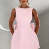 Fashion Big-Bowed Pearls Backless Dress Summer Slim Sleeveless A-line Dresses For Party Evening