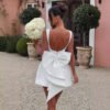Fashion Big-Bowed Pearls Backless Dress Summer Slim Sleeveless A-line Dresses For Party Evening