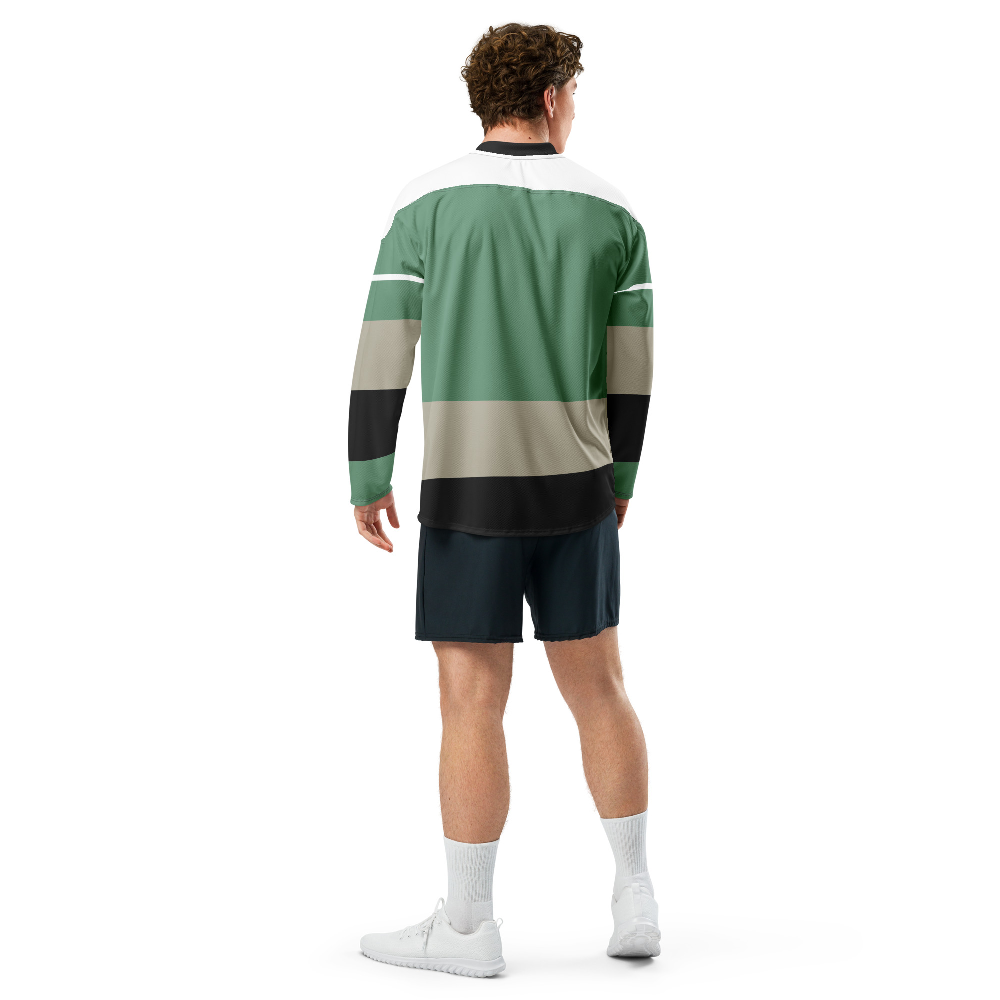 Recycled hockey fan jersey White-Green with (X-Logo)