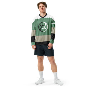 Recycled hockey fan jersey White-Green with (X-Logo)