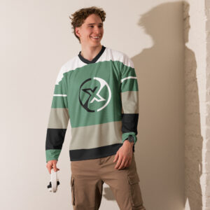 Recycled hockey fan jersey White-Green with (X-Logo)