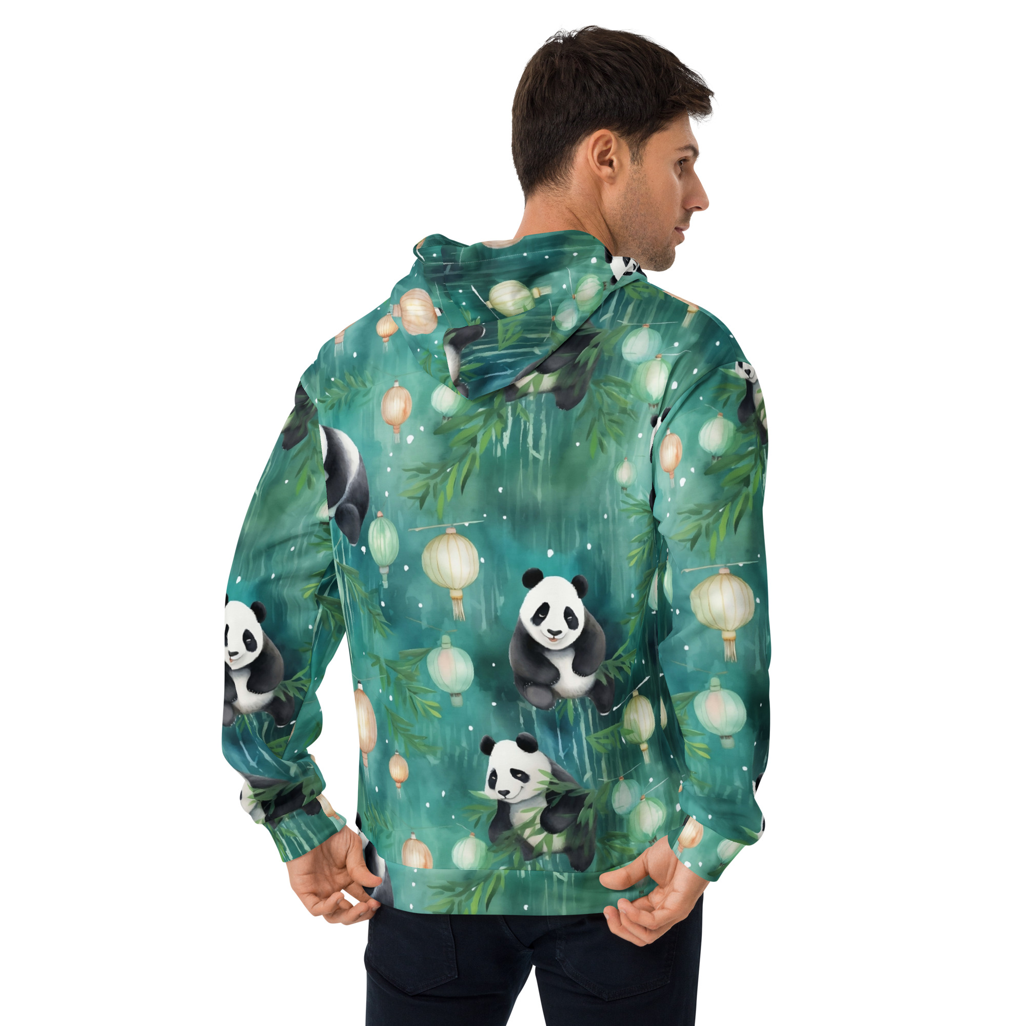 Unisex Hoodie (All Over Green Panda Print)