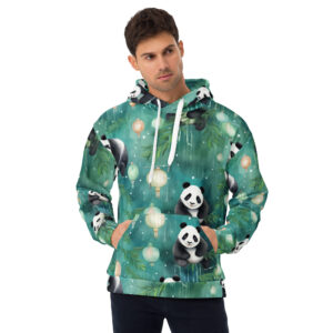 Unisex Hoodie (All Over Green Panda Print)