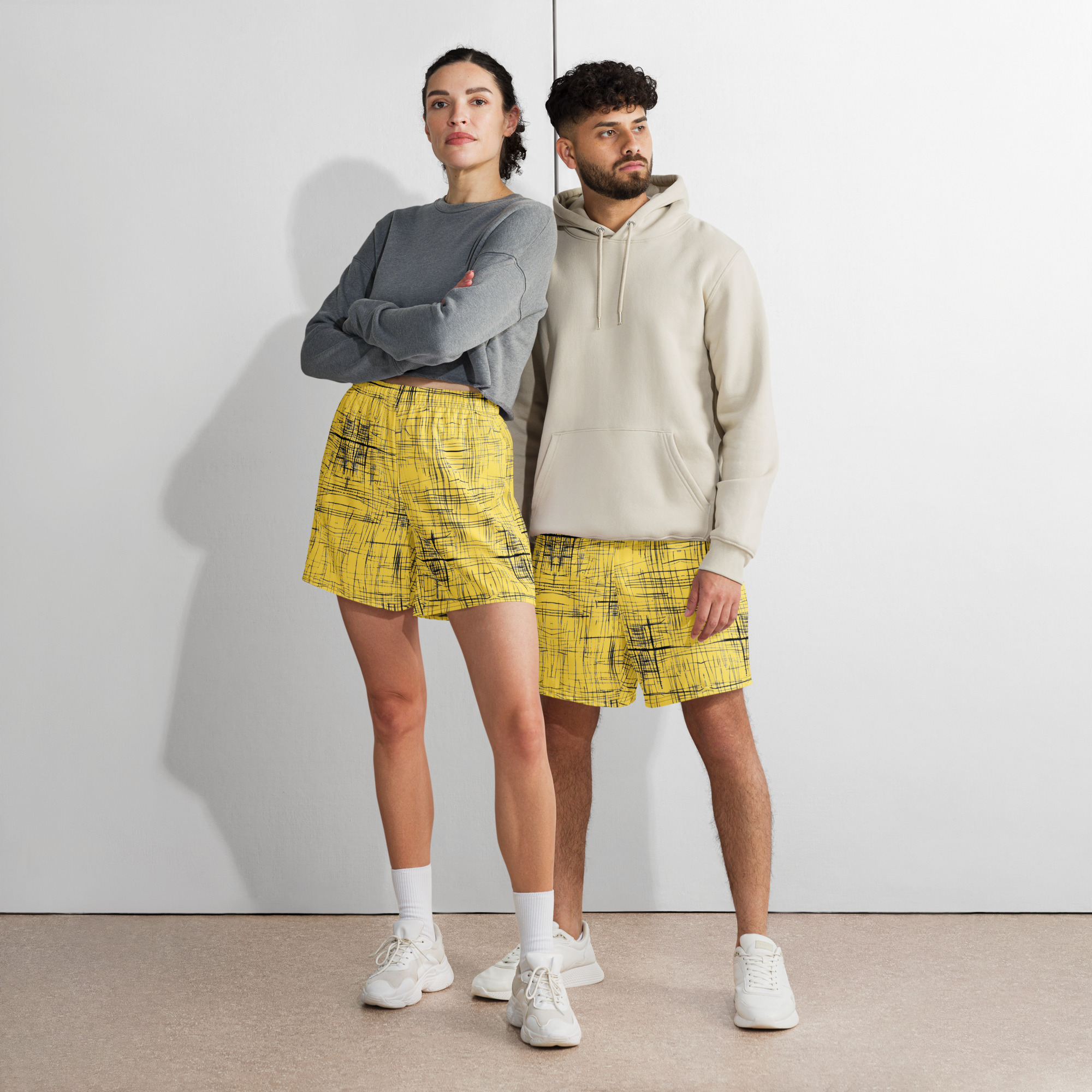Unisex Athletic Long Shorts (Yellow)