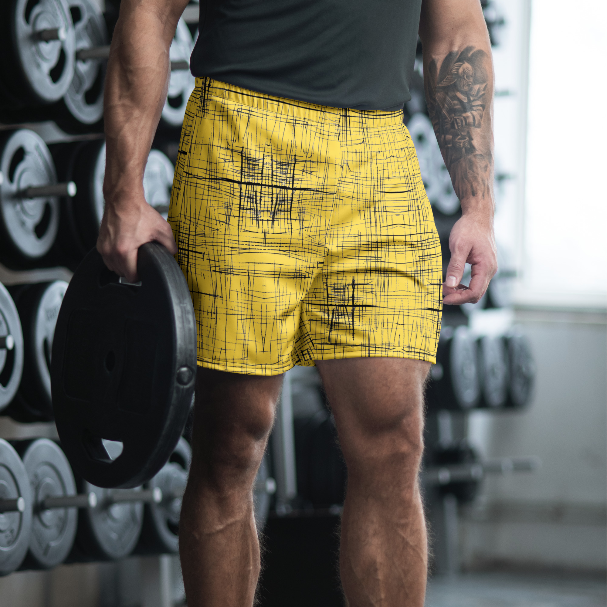 Unisex Athletic Long Shorts (Yellow)