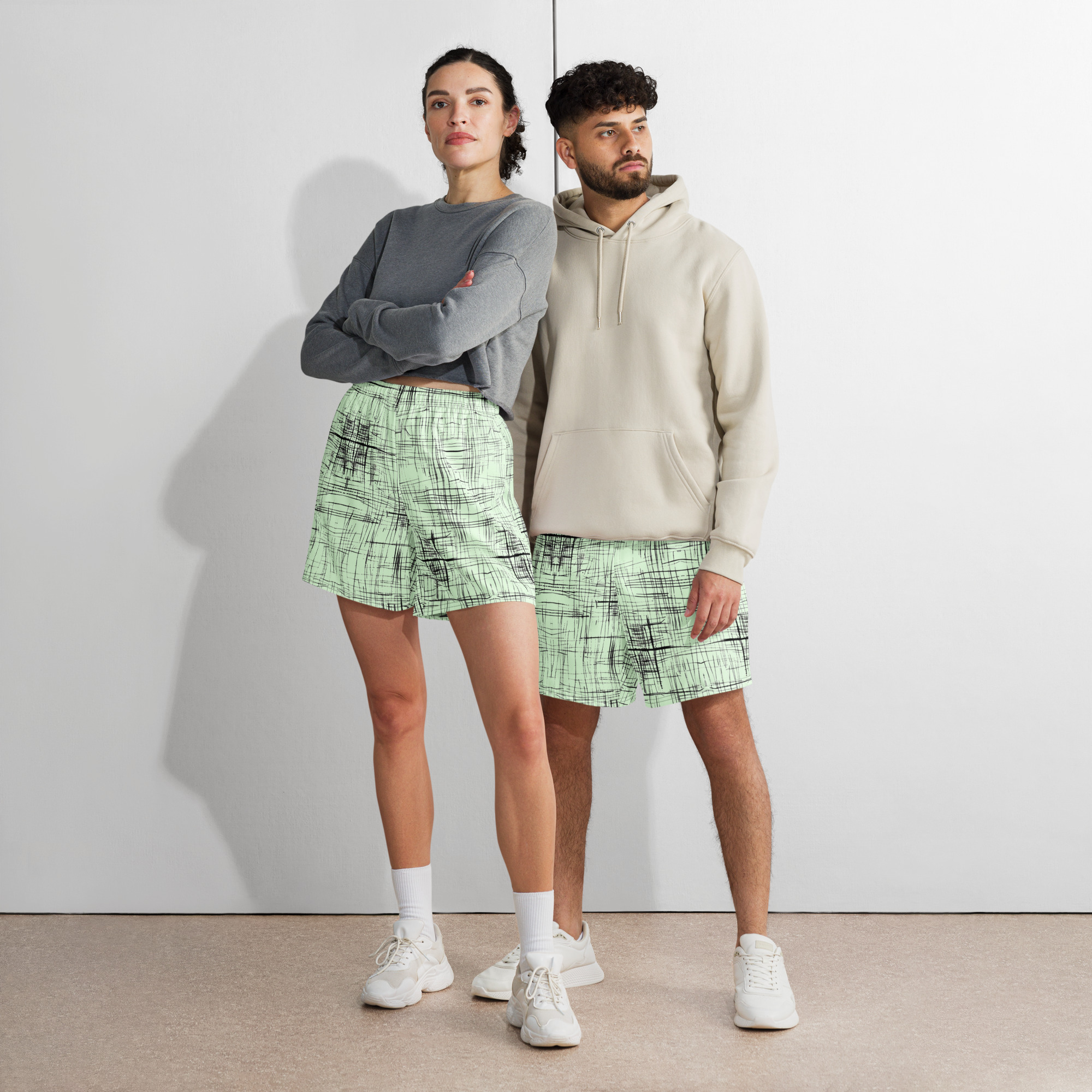 Unisex Athletic Long Shorts (Green)