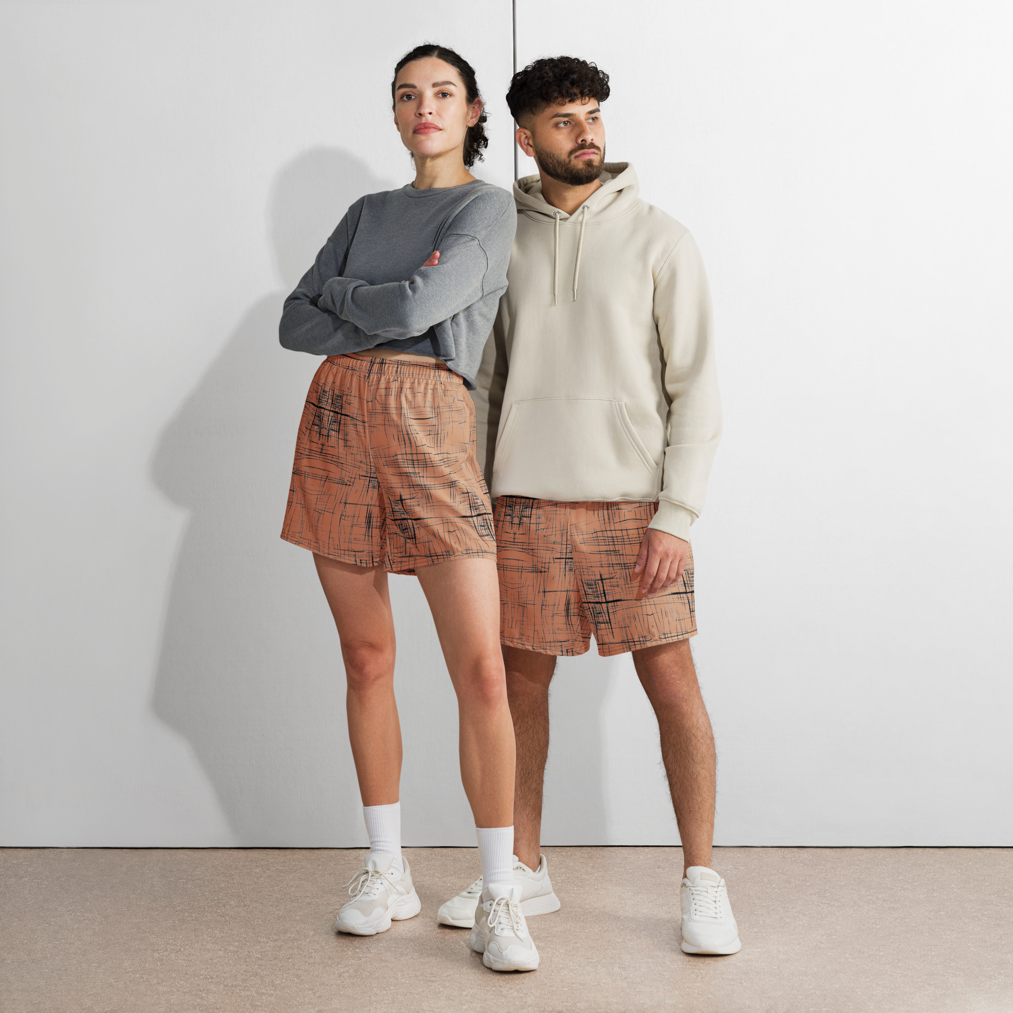 Unisex Athletic Long Shorts (Orange)