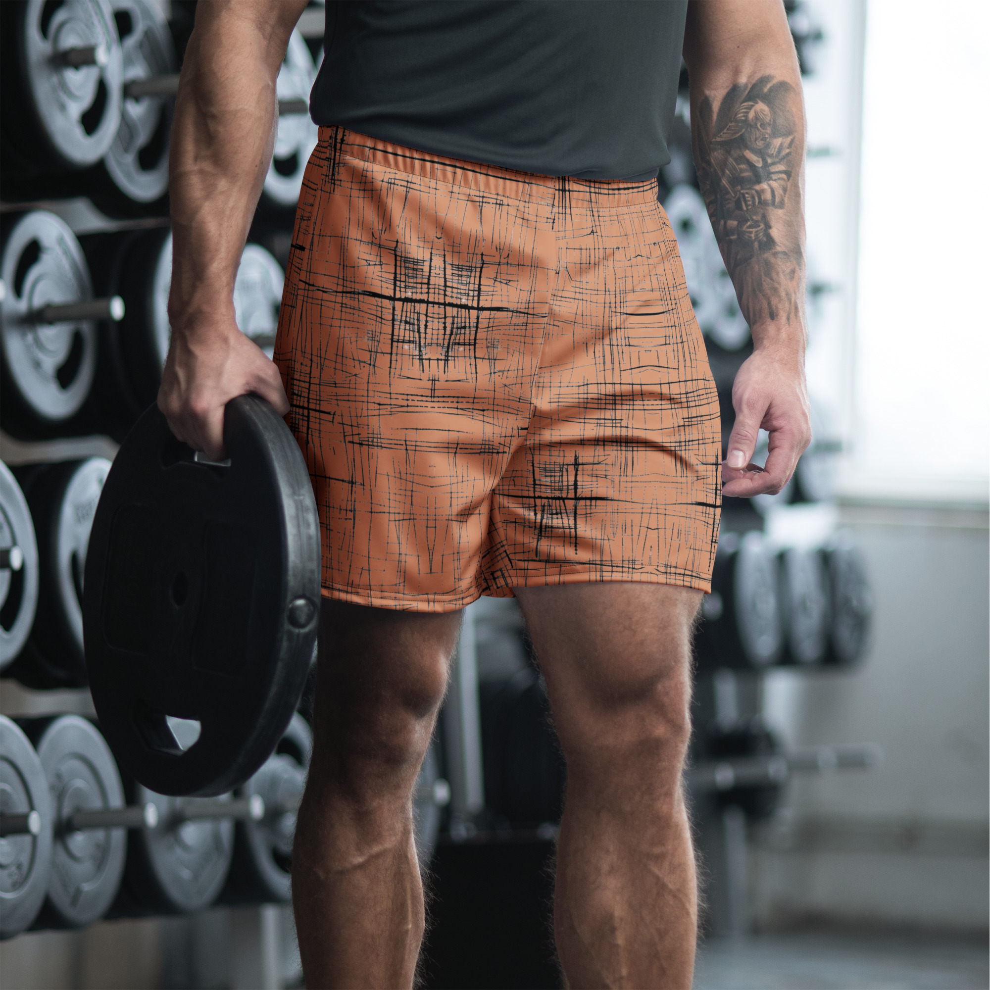 Unisex Athletic Long Shorts (Orange)