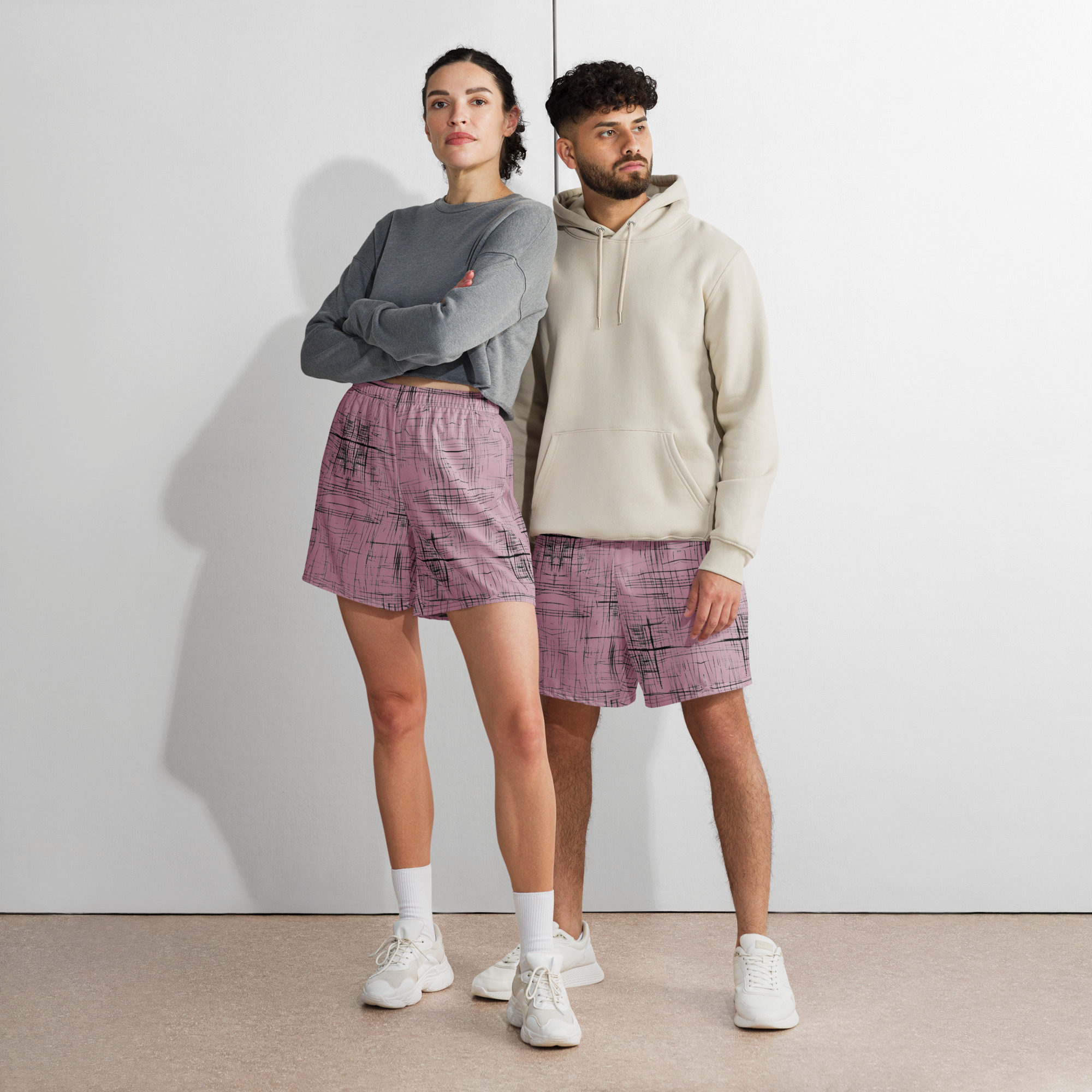Unisex Athletic Long Shorts (Light Purple)