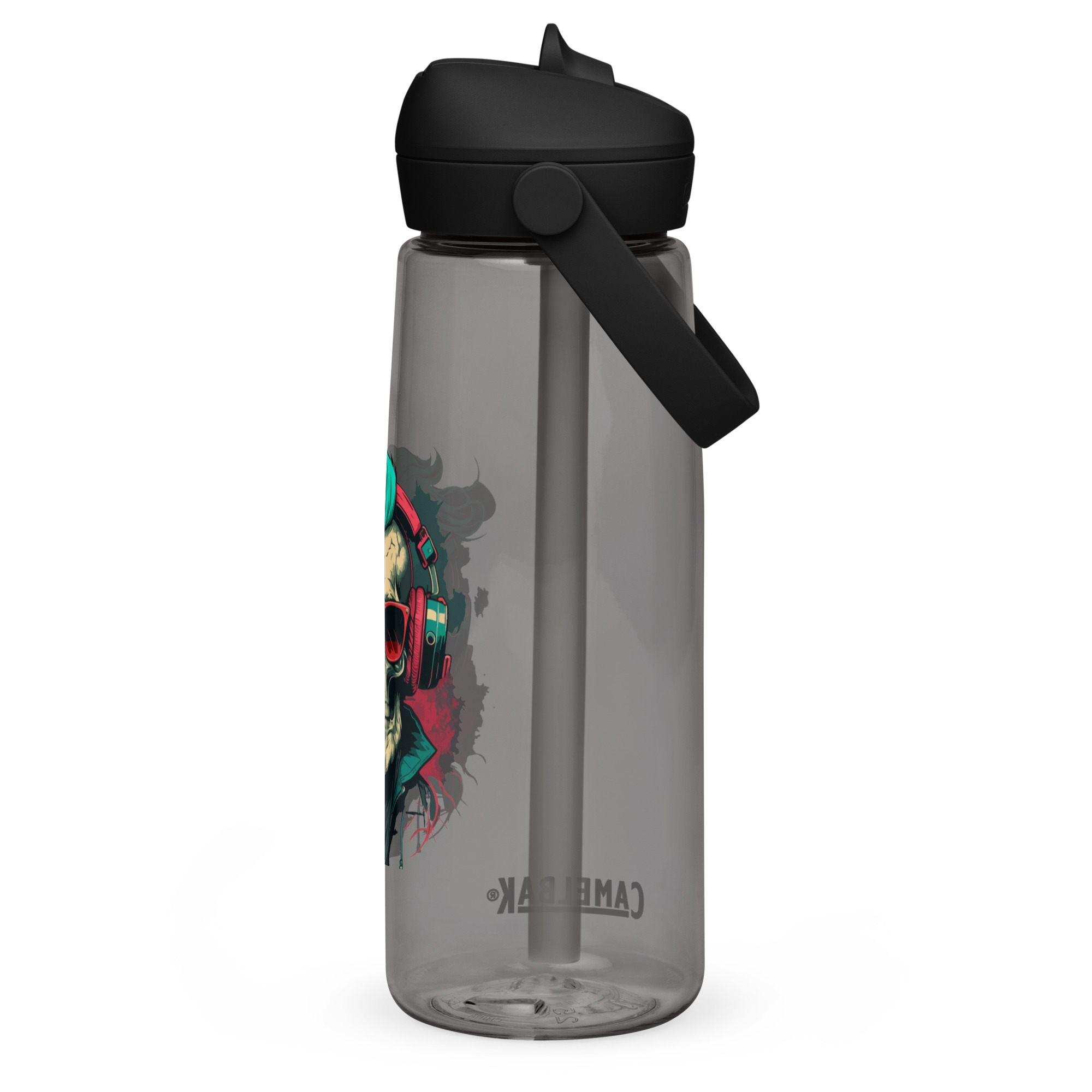 Flip straw water bottle
