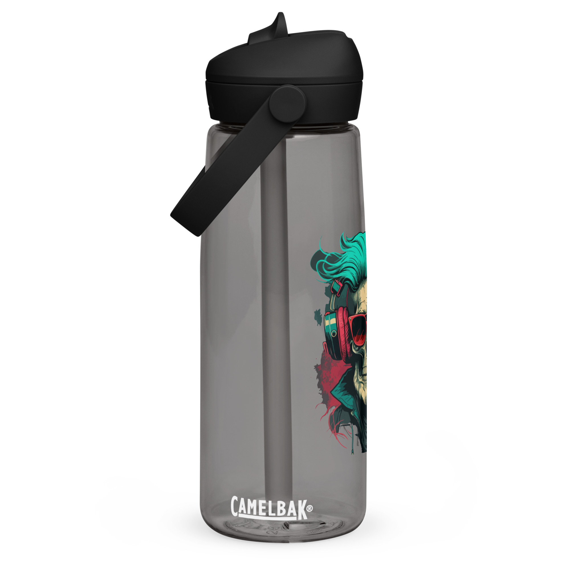 Flip straw water bottle