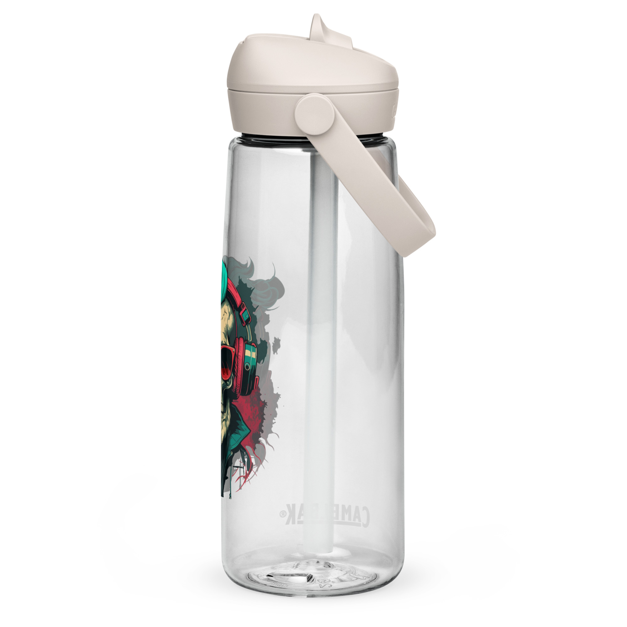 Flip straw water bottle