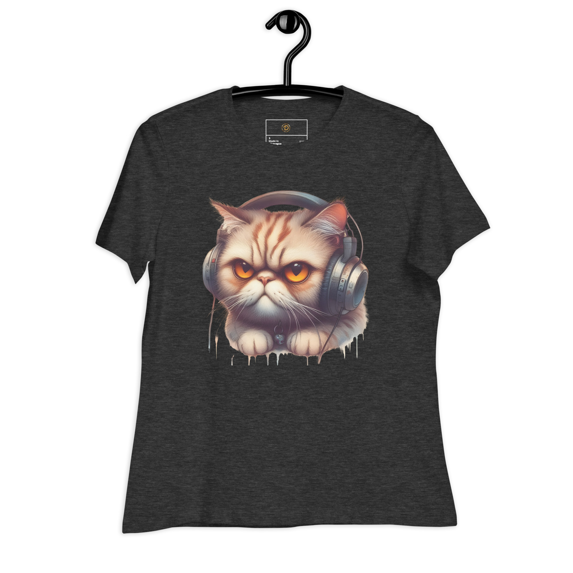 Women's Relaxed T-Shirt (Beautiful Cat with head phone)