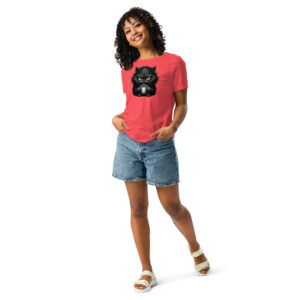 Women’s Relaxed T-Shirt (Sweet Black Angry Cat)