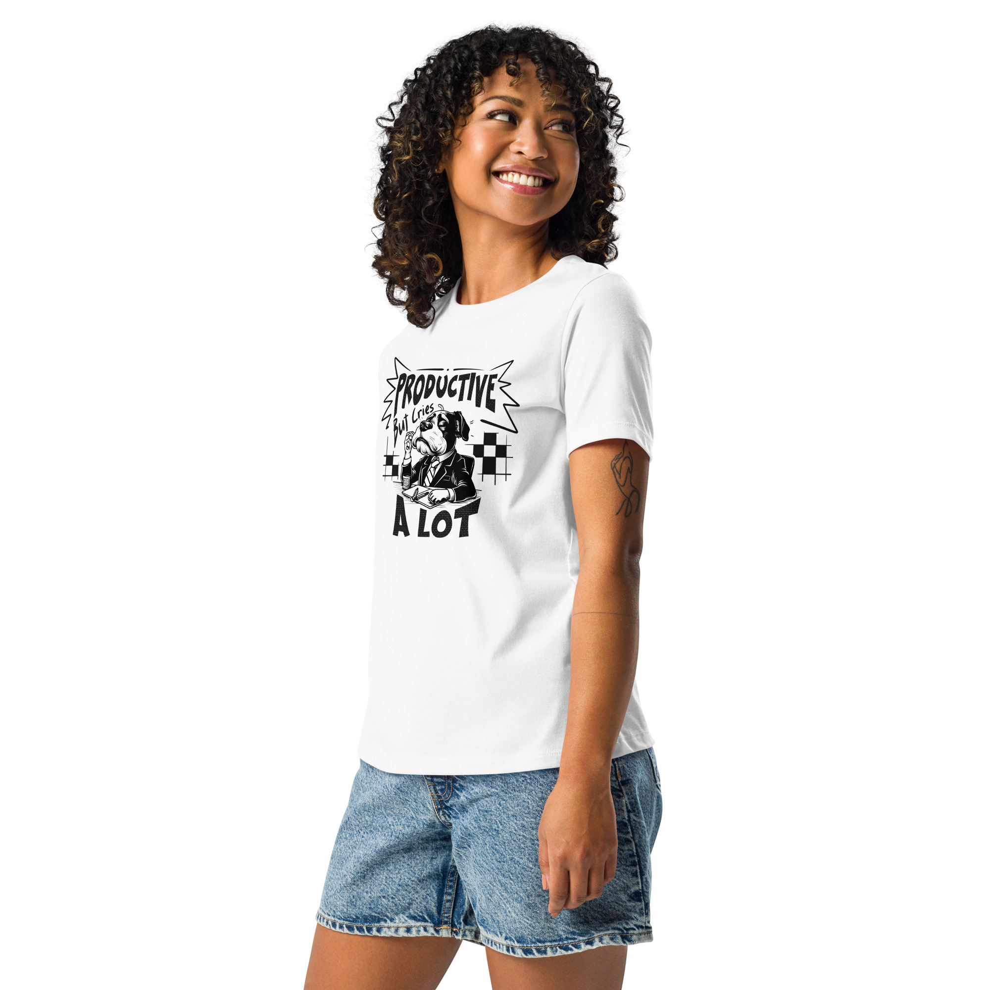 Women's Relaxed T-Shirt (Productive but lies a lot)